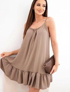 Dámské viskózové šaty na ramínkách s volánem a vázáním fango