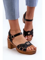 Dámské sandály na podpatku z eko kůže černé Assames Dámské sandály na podpatku z eko kůže černé Assames