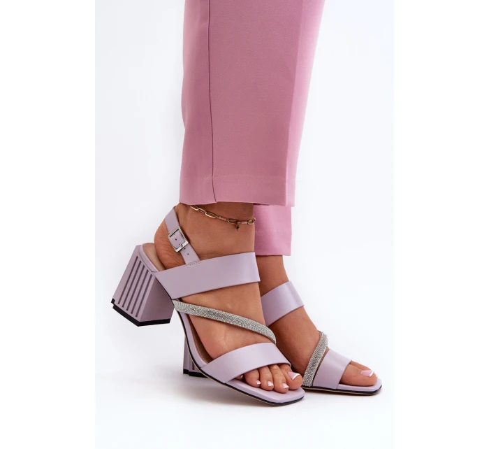 Dámské elegantní sandály na podpatku fialové D&A model 21659773 - S.Barski