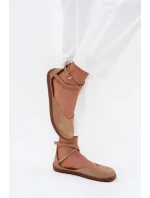 Semišové Baleríny Dámské S Pásky  Béžové model 21706966 - Zazoo