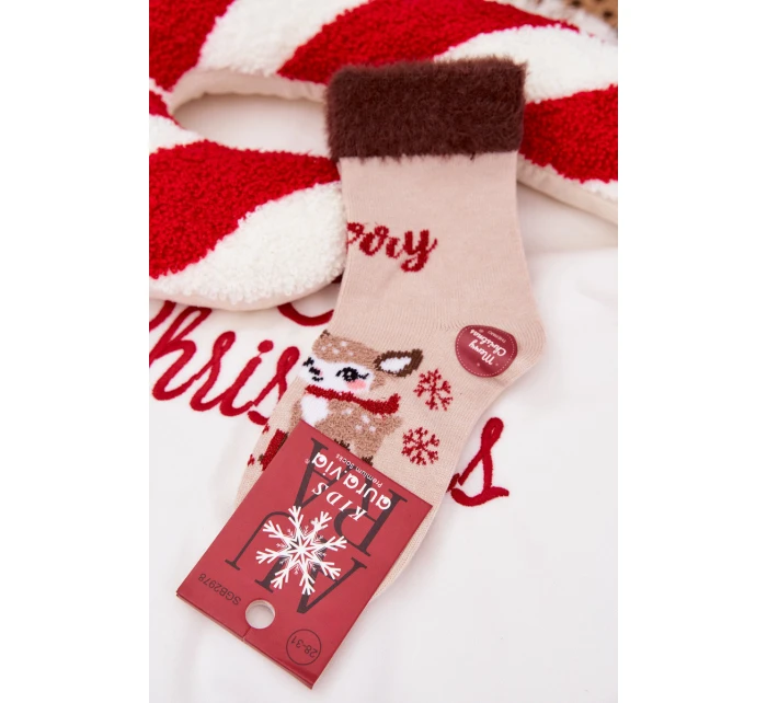 Vánoční dětské ponožky s kožíškem a  alpaka béžová model 21786761 - Aura.via