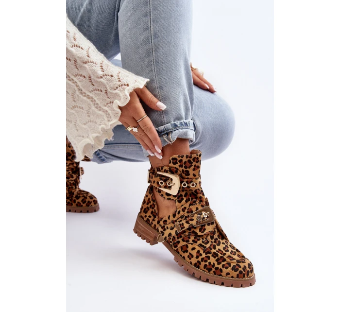 Dámské Kotníkové Boty Lu Boo Semišové s vykrojením Leopard Rock Girl Dámské Kotníkové Boty Lu Boo Semišové s vykrojením Leopard Rock Girl