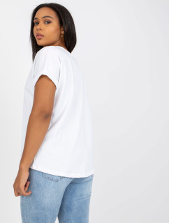 Bílé tričko plus velikosti s kulatým výstřihem
