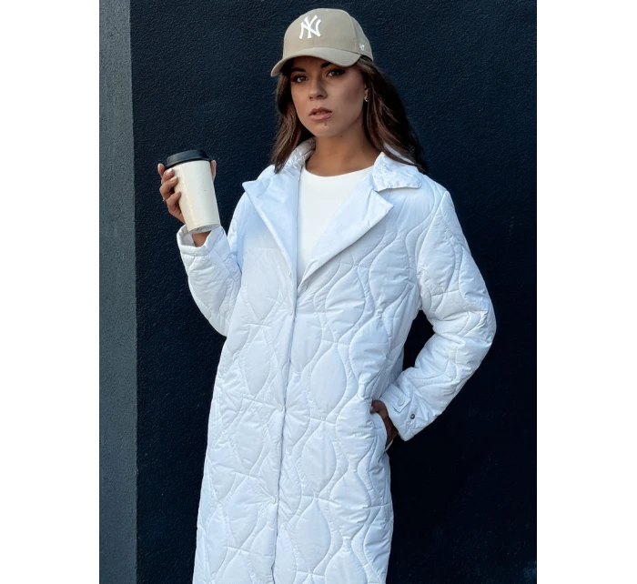 Dámský prošívaný dlouhý kabát TRENDIFY bílý FashionStreet TY4380