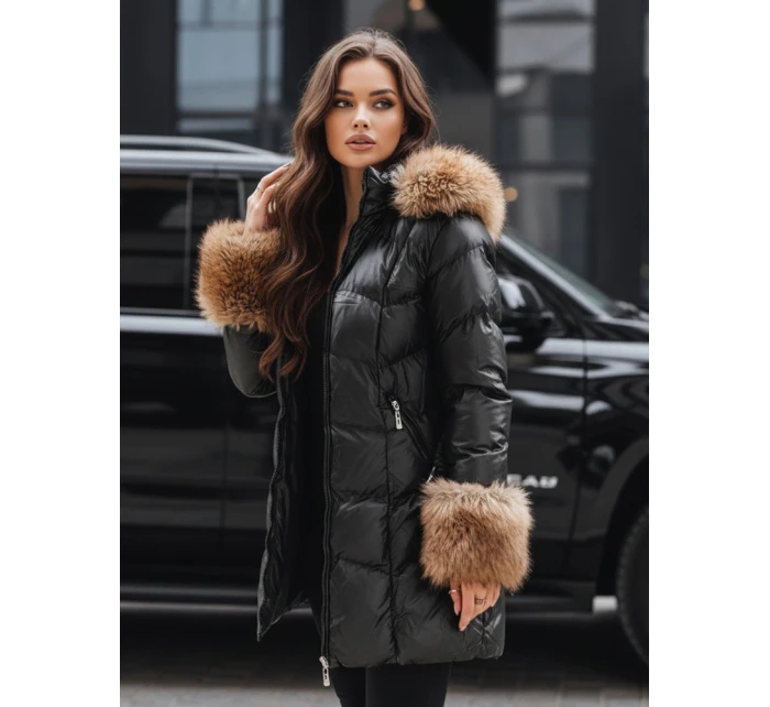 Dámská zimní prošívaná bunda s kapucí černá FashionStreet TY5320