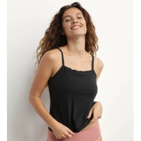 Dámská bavlněná košilka DIM BODY TOUCH TOP - DIM - černá Dámská bavlněná košilka DIM BODY TOUCH TOP - DIM - černá