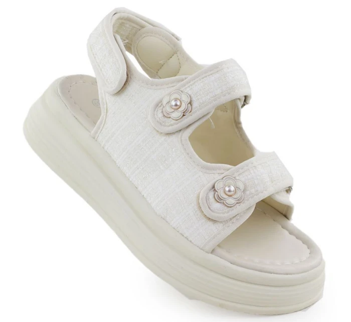 Dámské sandály na platformě krémové Potocki PY16337