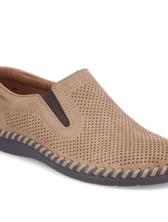 Pánská kožená prolamovaná nazouvací obuv béžová Rieker B2460-25