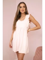 Šaty s volánky na bocích tmavě pudrově růžové