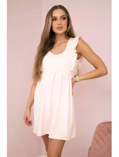 Šaty s volánky na bocích tmavě pudrově růžové