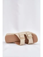 Dámské Klapky Na Klínu S Pletením A Přezkami Béžové Pasinea Dámské Klapky Na Klínu S Pletením A Přezkami Béžové Pasinea