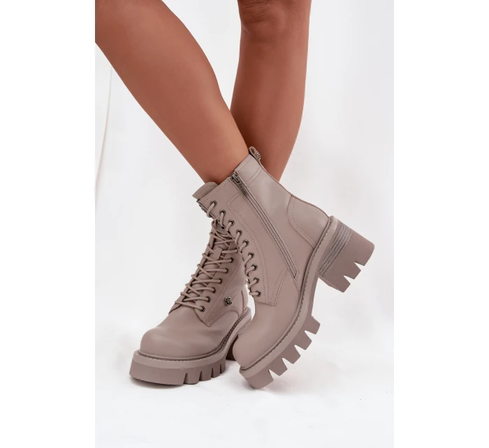 Kožené Workery Dámské Na S  Béžové model 21728563 - Artiker