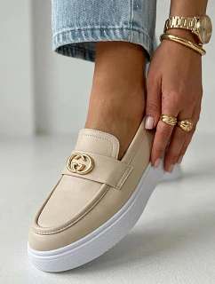 Kožené dámské mokasiny na platformě Vinceza Béžové