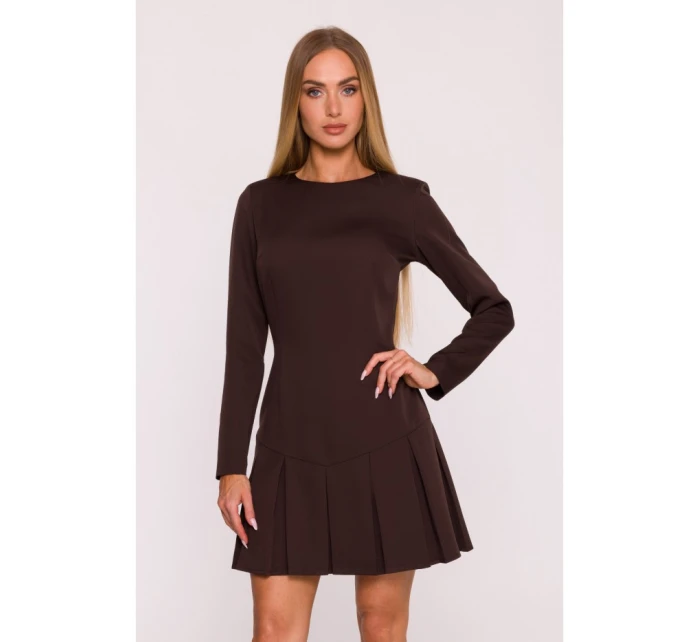 M872 Šaty s obrácenými záhyby - hnědé