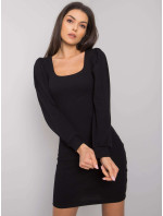 RUE PARIS Černé šaty s dlouhým rukávem