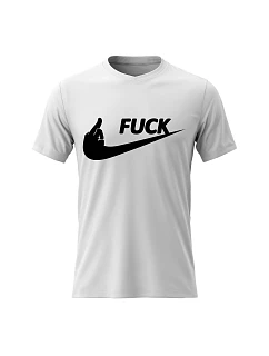 Pánské bavlněné tričko s potiskem - FUCK - bílé