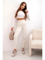 Dámské model 21043903 legíny s vysokým pasem světle béžové - K-Fashion