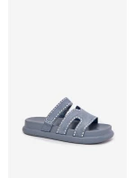 Dámské pantofle se zdobením na platformě modré Delyna Dámské pantofle se zdobením na platformě modré Delyna