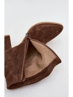 Kozačky z přírodního semiše s vysokým podpatkem vyhřívané hnědé model 21712923 - Zazoo