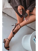 Dámské sandály na podpatku z eko kůže čokoládové model 22092106 - Boto