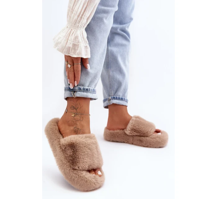 Dámské kožešinové pantofle béžové Biella Dámské kožešinové pantofle béžové Biella