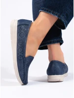 Moderní mokasíny dámské modré bez podpatku Moderní mokasíny dámské modré bez podpatku