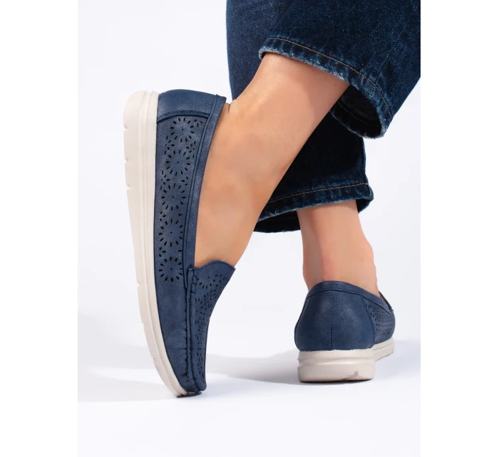Moderní mokasíny dámské modré bez podpatku Moderní mokasíny dámské modré bez podpatku