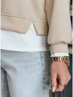 LUZZIO dámská oversize mikina světle béžová FashionStreet BY1384