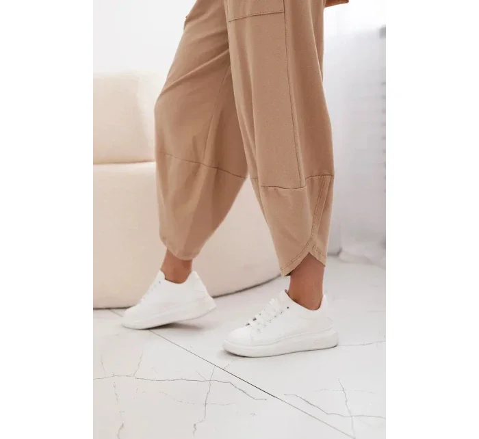 Bavlněný komplet halenka + kalhoty Velbloud Bavlněný komplet halenka + kalhoty Velbloud