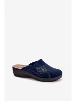 Dámské pantofle s vyšívaným  Tmavě modré model 22368075 - Inblu