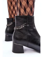 Dámské kotníkové boty s nízkým podpatkem JC101P Černá - Seastar