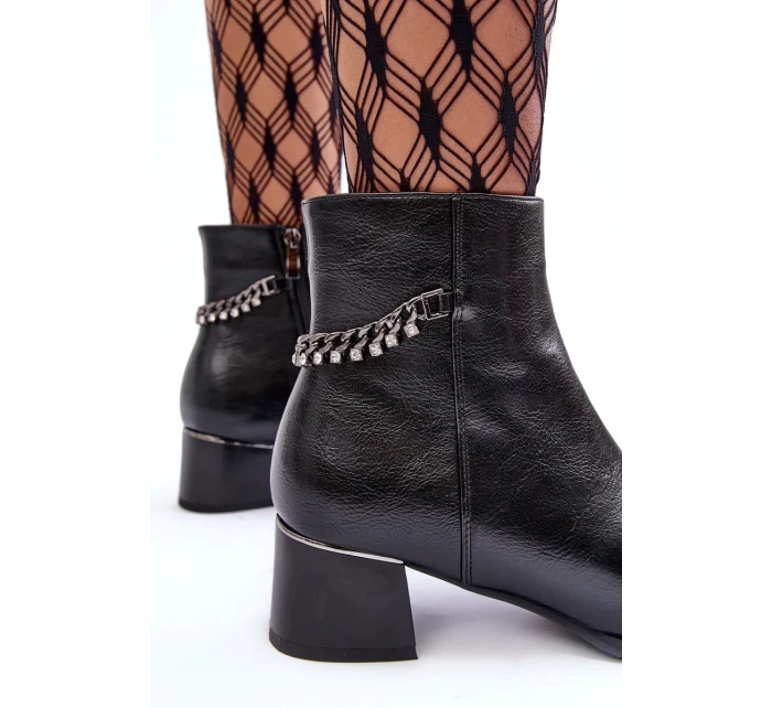 Dámské kotníkové boty s nízkým podpatkem JC101P Černá - Seastar