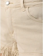 Dámské džínové šortky s třásněmi béžové FashionStreet SY0507