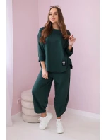 Bavlněná mikina kalhoty set tmavě zelená Bavlněná mikina kalhoty set tmavě zelená