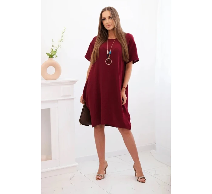 Šaty s kapsami a přívěskem tmavě vínová Šaty s kapsami a přívěskem tmavě vínová