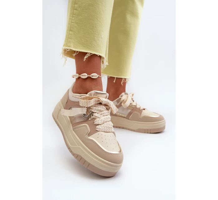 Dámské tenisky na platformě z ekokože béžové Moun