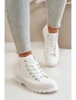 Dámské Tenisky S Kotníkovou Šněrovací Big Star OO274009 Bílé Dámské Tenisky S Kotníkovou Šněrovací Big Star OO274009 Bílé