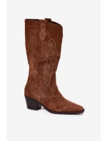 Semišové Dámské Boty Na Podpatku Camel model 21705043 - Zazoo