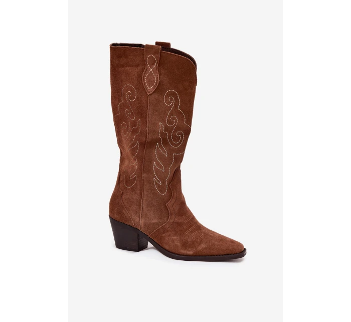 Semišové Dámské Boty Na Podpatku Camel model 21705043 - Zazoo