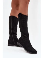 Dámské Kozačky Síťované Na Ploché Podpatky S   Černé model 21713644 - S.Barski