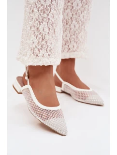 Síťované baleríny s odhalenou patou bílé Pyvona