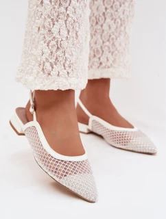Síťované baleríny s odhalenou patou bílé Pyvona