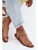 Dámské ploché sandály s pásky Béžové Zelda