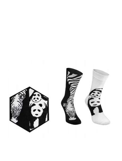 Duhové ponožky se zvířecími motivy Zebra Panda černá a bílá 2 páry Duhové ponožky se zvířecími motivy Zebra Panda černá a bílá 2 páry