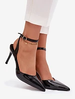 Dámské lakované lodičky LE149P - černé Laretta