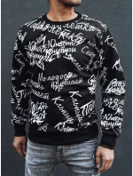 Pánská mikina bez kapuce černá Dstreet BX5739 Pánská mikina bez kapuce černá Dstreet BX5739