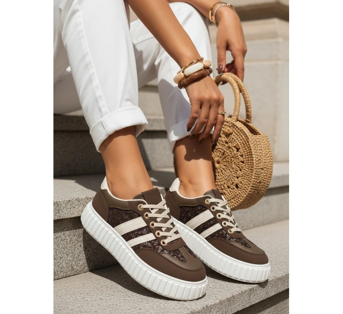 Dámské tenisky na platformě hnědé FashionStreet ZY1392