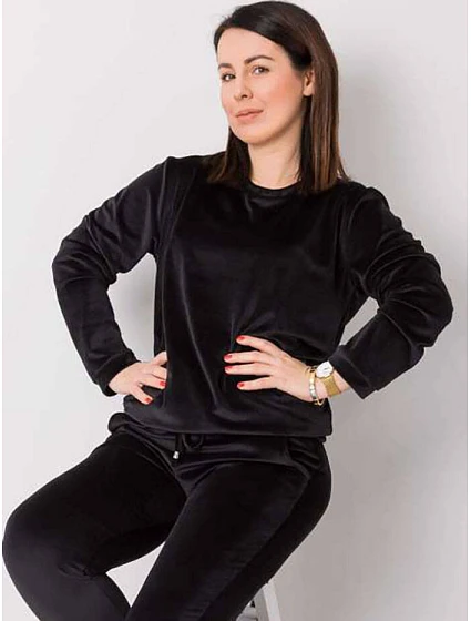 Dámská velurová tepláková souprava plus size černá (6085) Dámská velurová tepláková souprava plus size černá (6085)