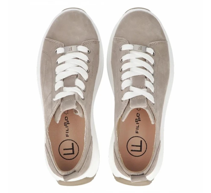 Dámské kožené boty na platformě béžové Filippo DP6795 Dámské kožené boty na platformě béžové Filippo DP6795