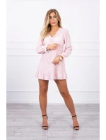 Šaty s ozdobnými volánky pudrově růžové